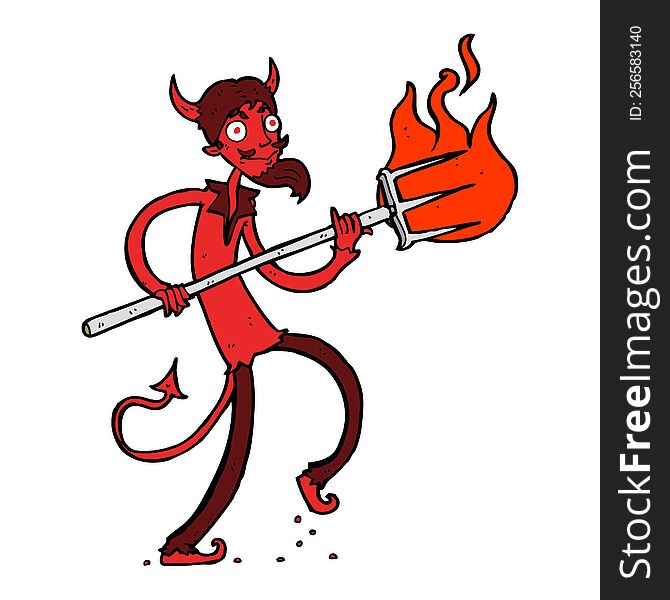 cartoon devil with pitchfork