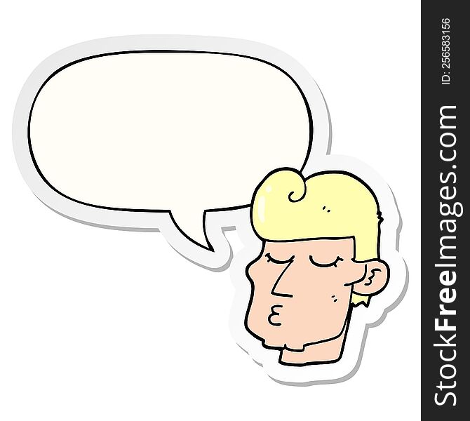 Cartoon Handsome Man And Speech Bubble Sticker