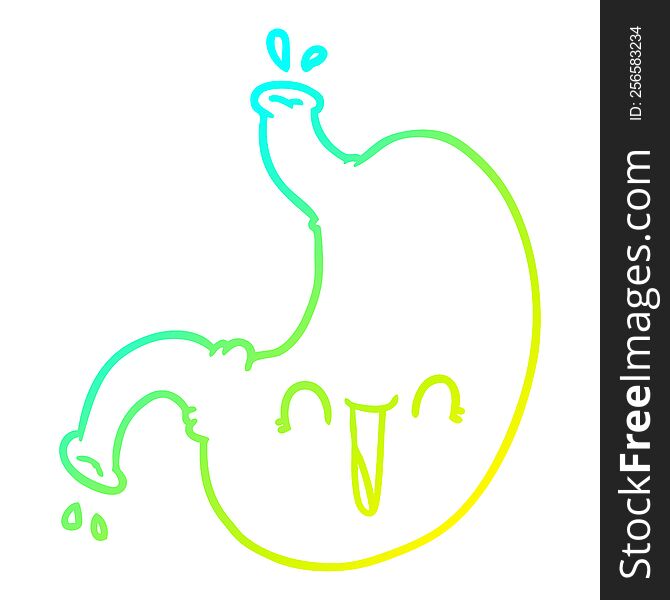 cold gradient line drawing of a cartoon happy stomach