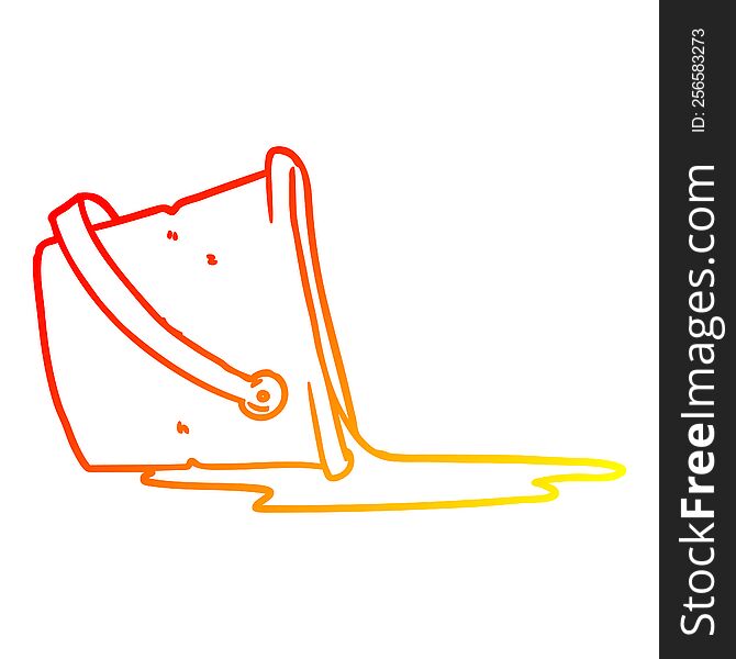 warm gradient line drawing of a cartoon spilled bucket of water