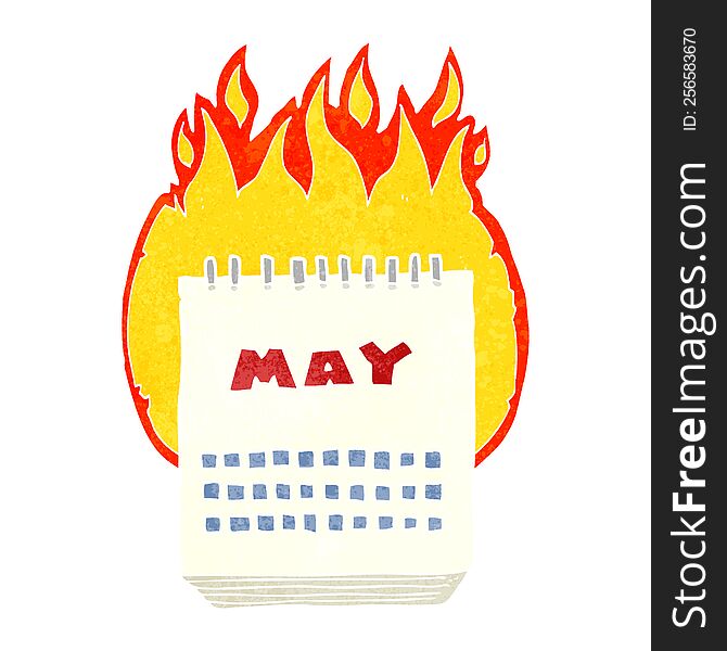 freehand retro cartoon calendar showing month of may