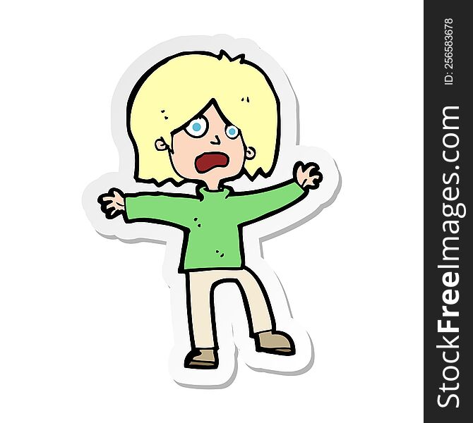 sticker of a cartoon scared person