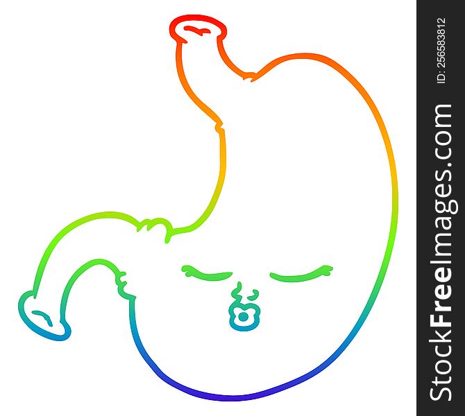 rainbow gradient line drawing of a cartoon stomach