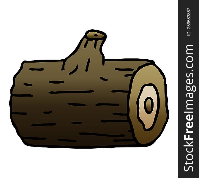 gradient shaded quirky cartoon wooden log. gradient shaded quirky cartoon wooden log