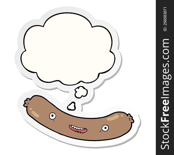 Cartoon Sausage And Thought Bubble As A Printed Sticker