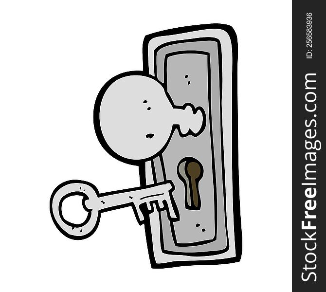 cartoon key and keyhole