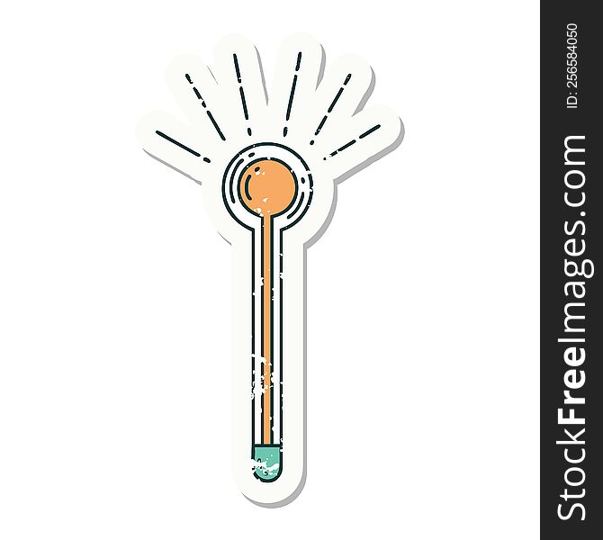 Grunge Sticker Of Tattoo Style Glass Thermometer