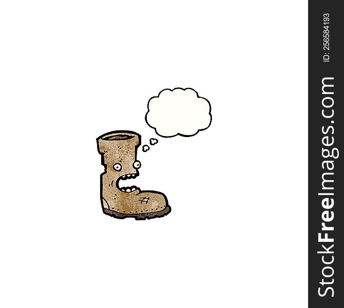 cartoon old boot with thought bubble