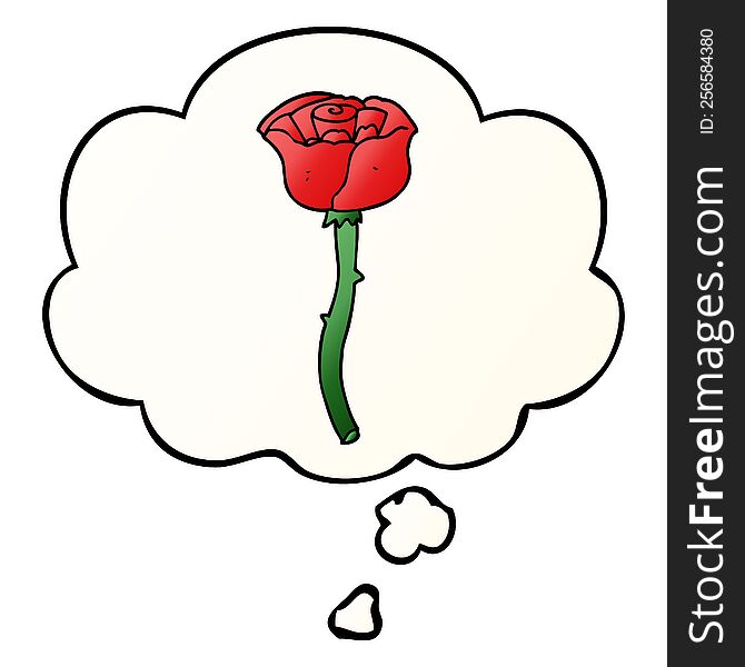 cartoon flower with thought bubble in smooth gradient style
