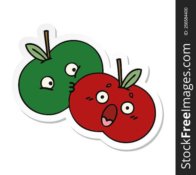 Sticker Of A Cute Cartoon Pair Of Apples