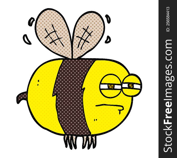freehand drawn cartoon unhappy bee