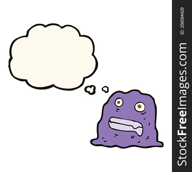 Cartoon Slime Creature With Thought Bubble