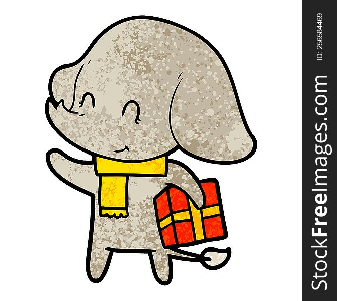 cute cartoon christmas elephant. cute cartoon christmas elephant