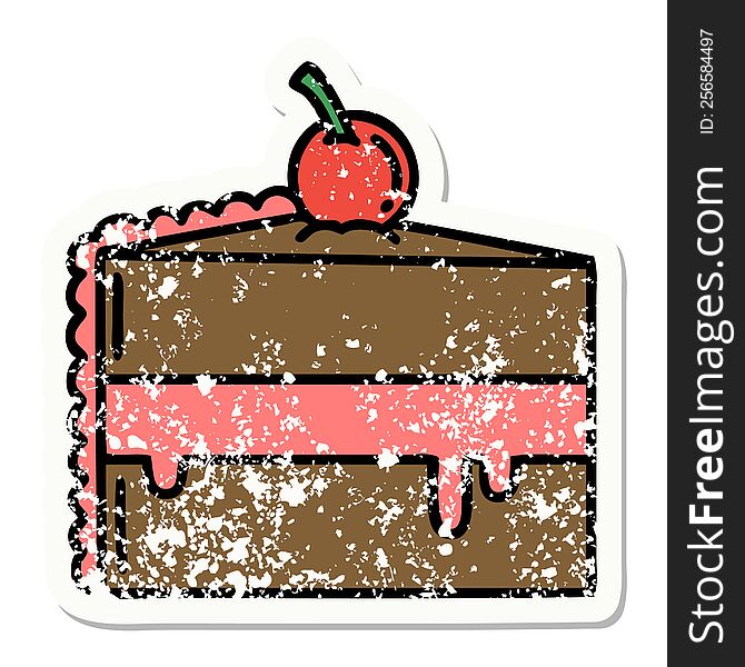 distressed sticker tattoo in traditional style of a chocolate cake. distressed sticker tattoo in traditional style of a chocolate cake