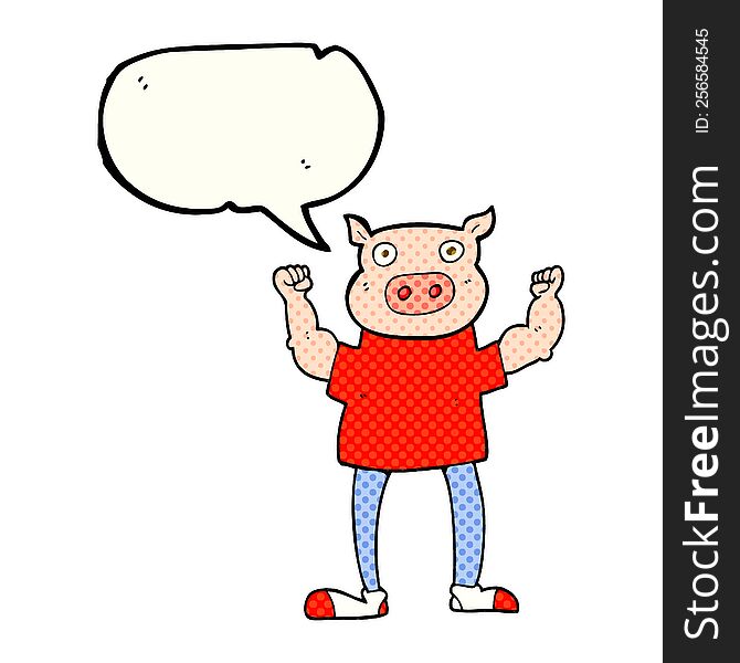 Comic Book Speech Bubble Cartoon Pig Man