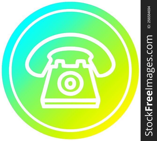 old telephone circular icon with cool gradient finish. old telephone circular icon with cool gradient finish