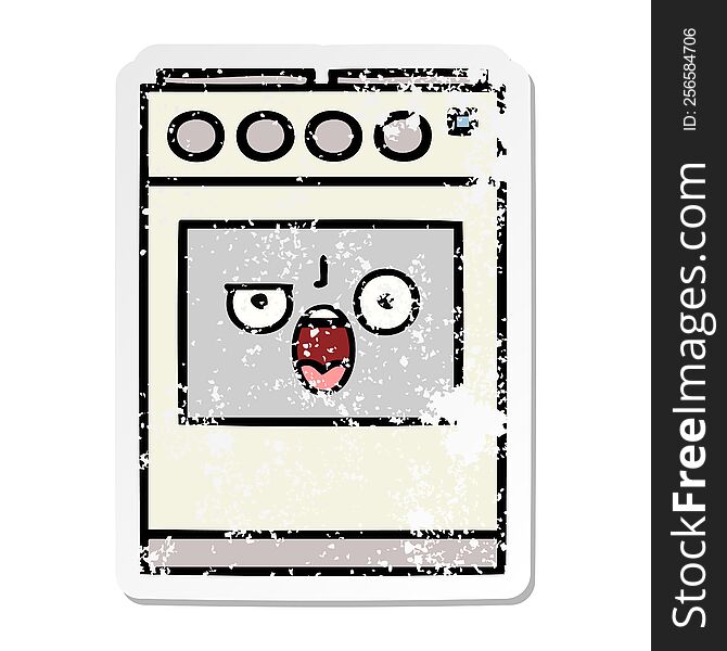 distressed sticker of a cute cartoon kitchen oven