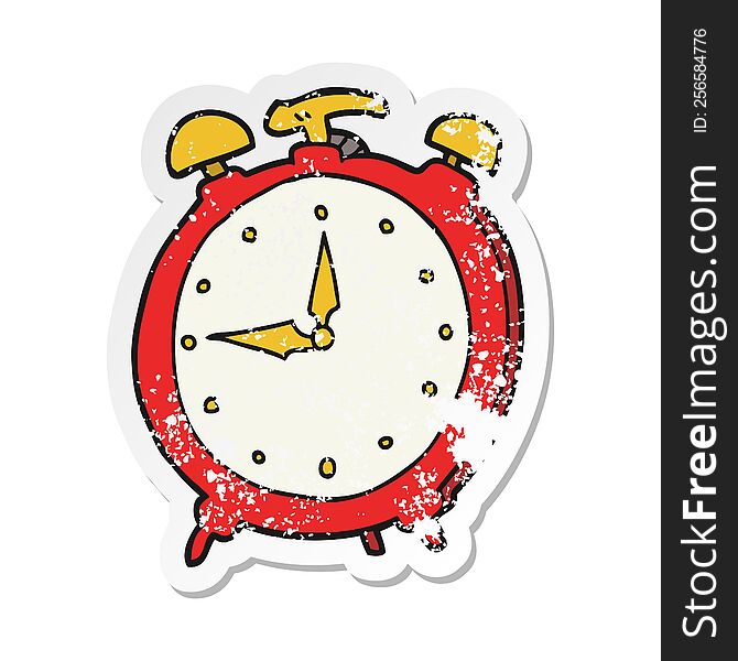 Distressed Sticker Of A Cartoon Alarm Clock
