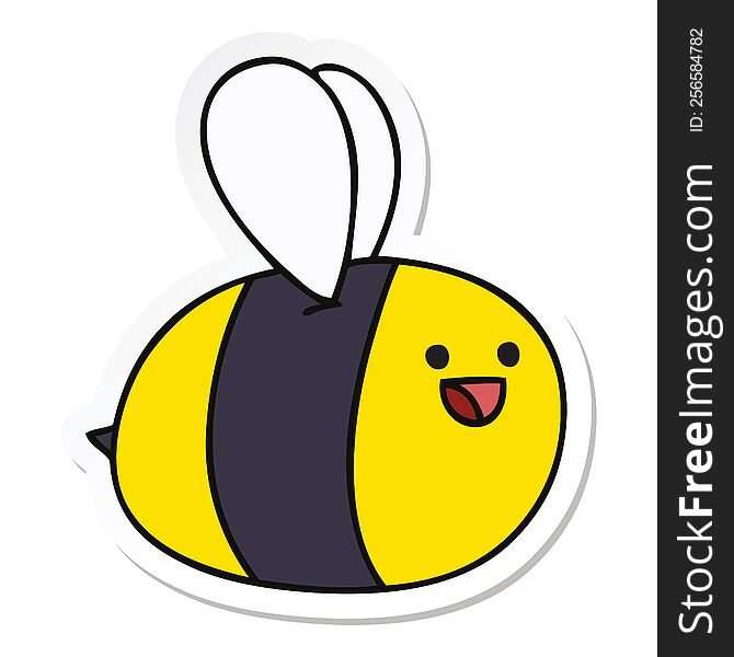 sticker of a quirky hand drawn cartoon bumblebee