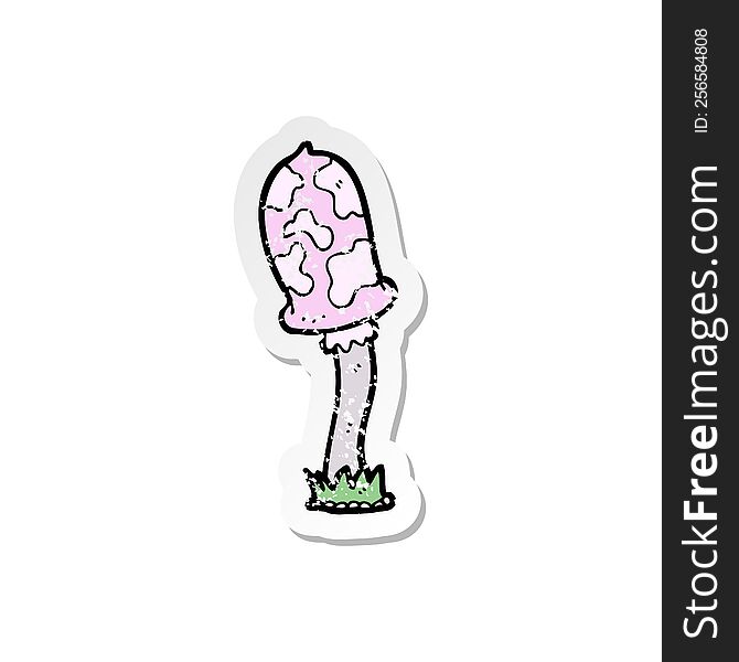 Retro Distressed Sticker Of A Cartoon Mushroom