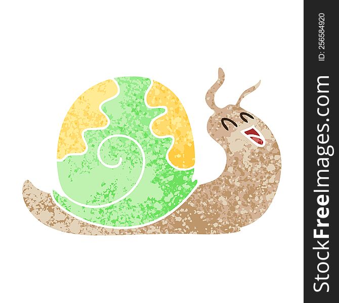 retro illustration style quirky cartoon snail. retro illustration style quirky cartoon snail