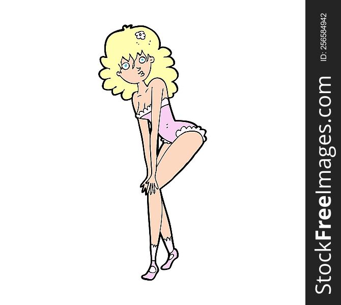 cartoon woman in lingerie