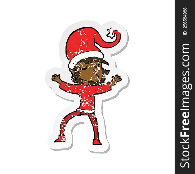 retro distressed sticker of a santas helper cartoon