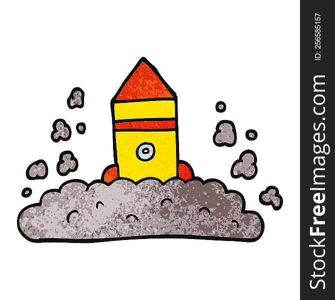 Cartoon Doodle Rocket Launching