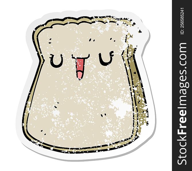 distressed sticker of a cartoon slice of bread