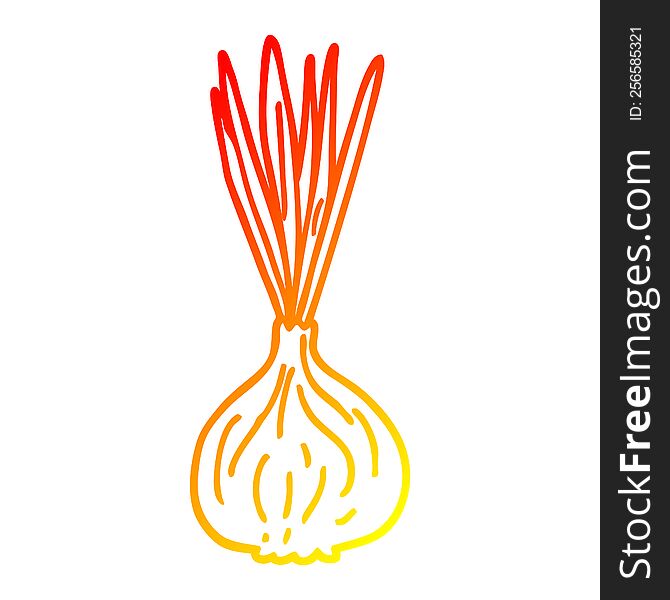 warm gradient line drawing of a cartoon sprouting onion