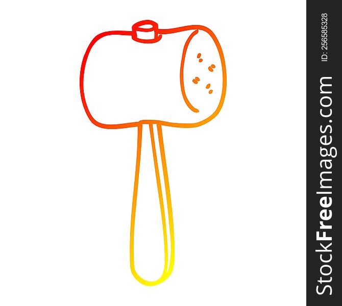 warm gradient line drawing of a cartoon mallet