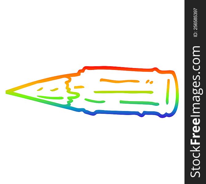 rainbow gradient line drawing of a cartoon bloody vampire stake