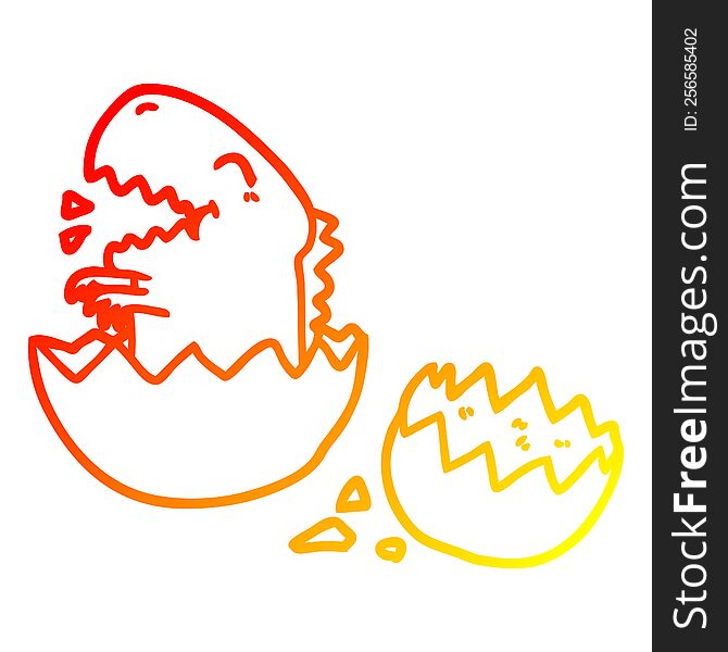 warm gradient line drawing of a dinosaur hatching from egg
