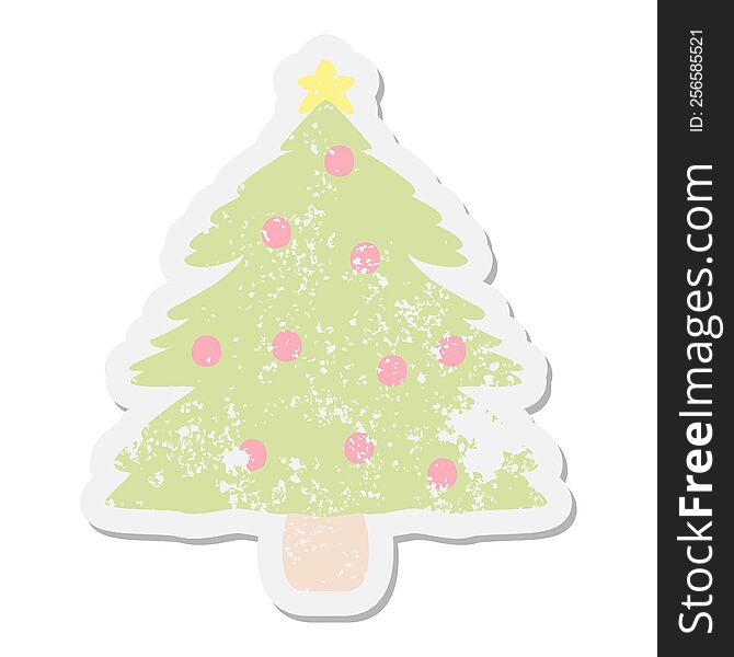 Christmas Tree Grunge Sticker