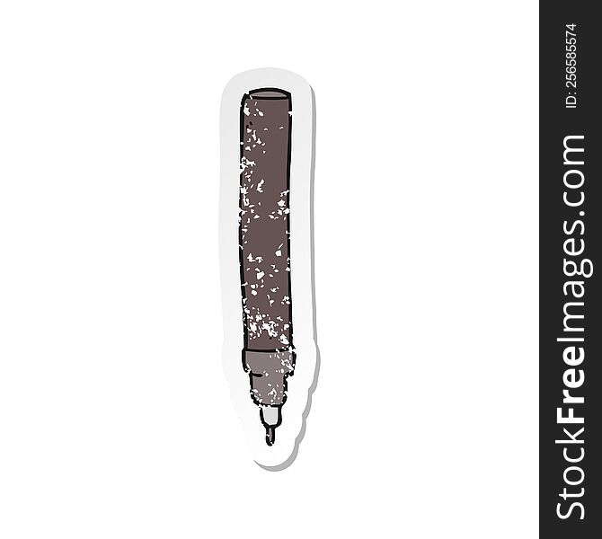 retro distressed sticker of a cartoon fineliner pen