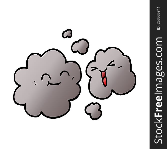 cartoon doodle of happy grey smoke