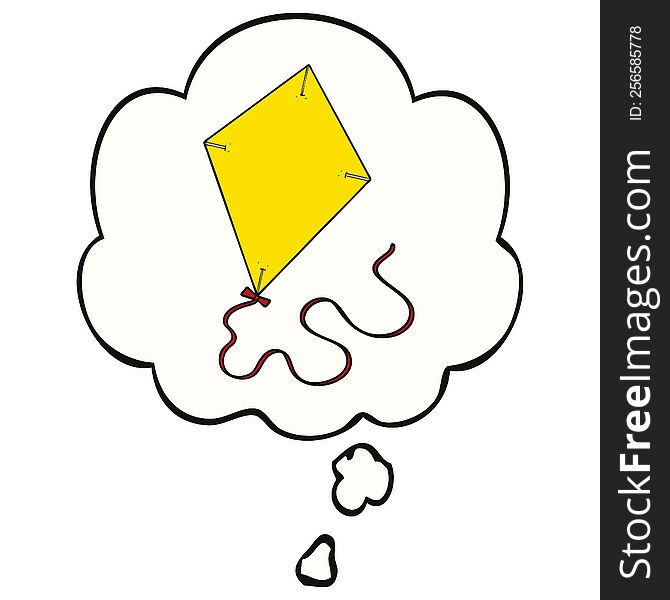 cartoon flying kite and thought bubble