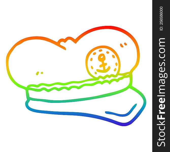 rainbow gradient line drawing of a cartoon sailor hat