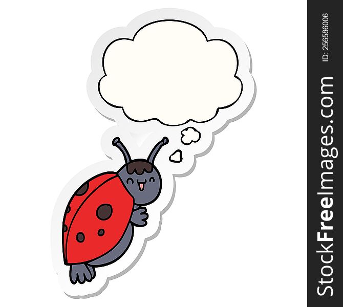 Cute Cartoon Ladybug And Thought Bubble As A Printed Sticker