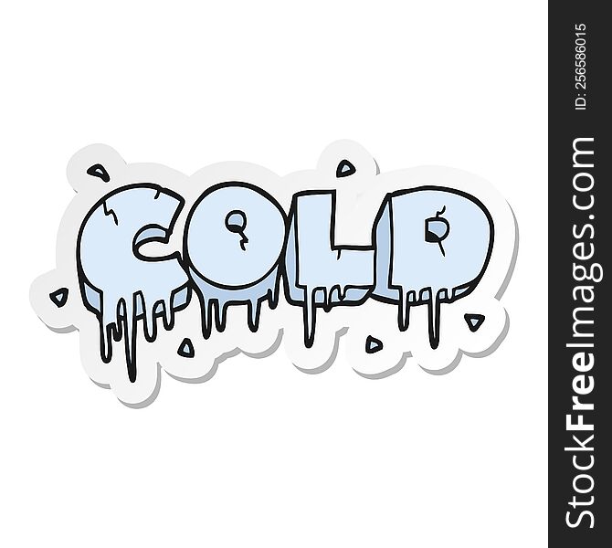Sticker Of A Cartoon Cold Text Symbol