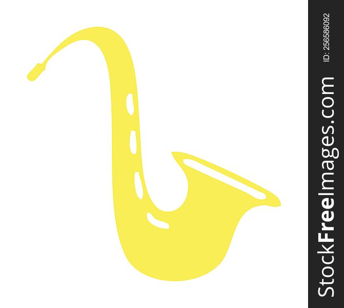flat color retro cartoon of a musical saxophone