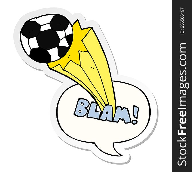 cartoon kicked soccer ball with speech bubble sticker
