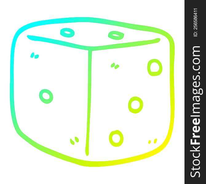 cold gradient line drawing of a cartoon red dice