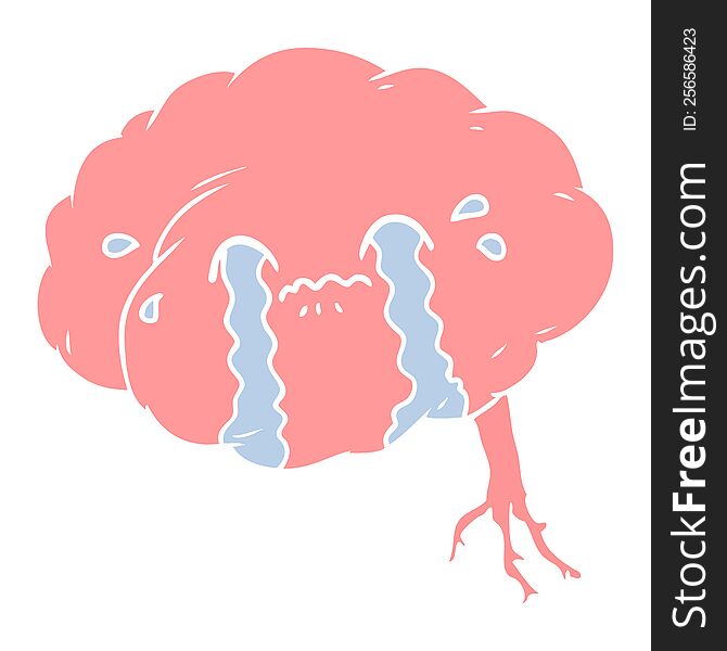 Flat Color Style Cartoon Brain With Headache