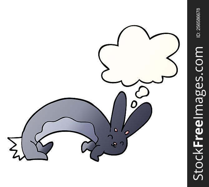 Funny Cartoon Rabbit And Thought Bubble In Smooth Gradient Style