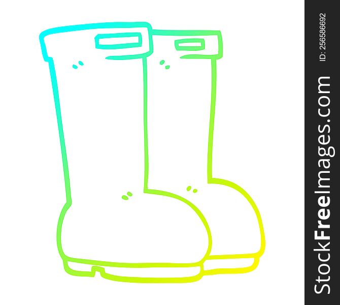 cold gradient line drawing of a cartoon wellingtons