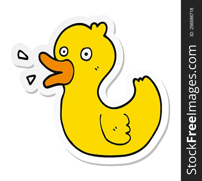 sticker of a cartoon quacking duck