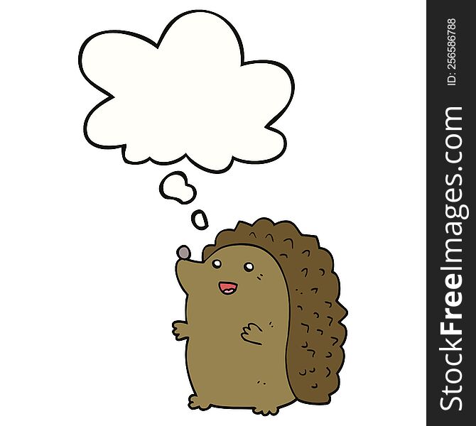 Cartoon Happy Hedgehog And Thought Bubble