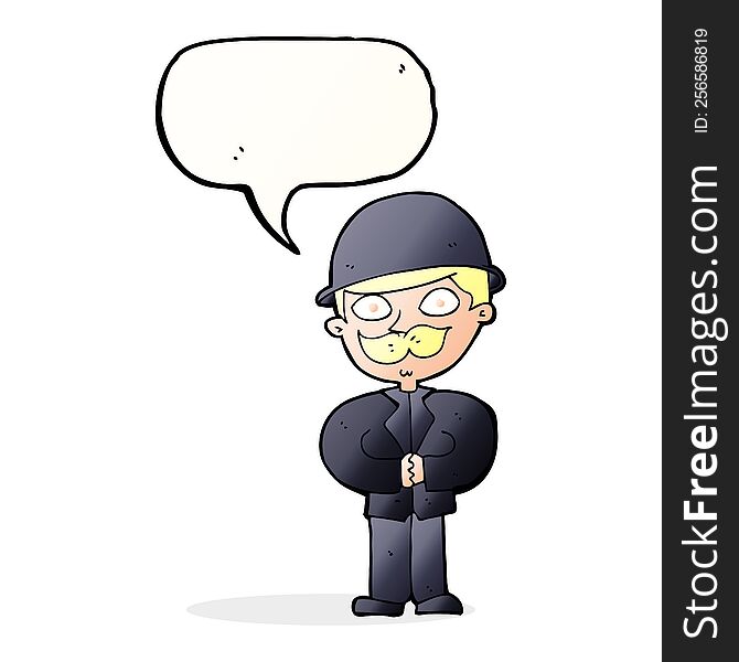 Cartoon Man In Bowler Hat With Speech Bubble
