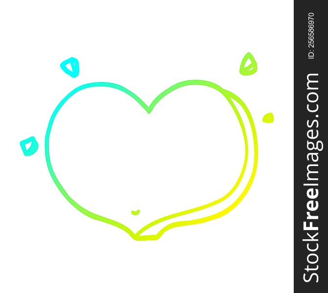 Cold Gradient Line Drawing Cartoon Love Heart